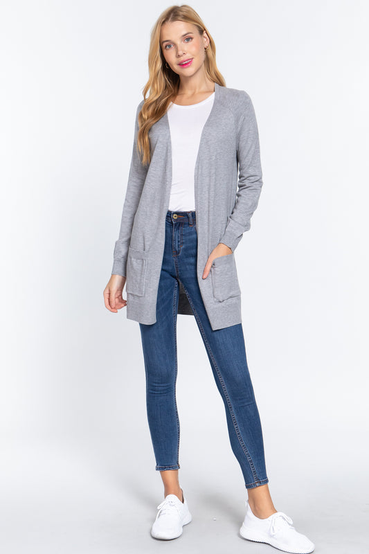 Raglan Slv Open Sweater Cardigan