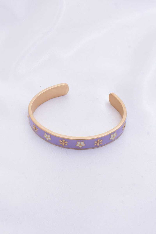 Flower Pattern Metal Cuff Bracelet