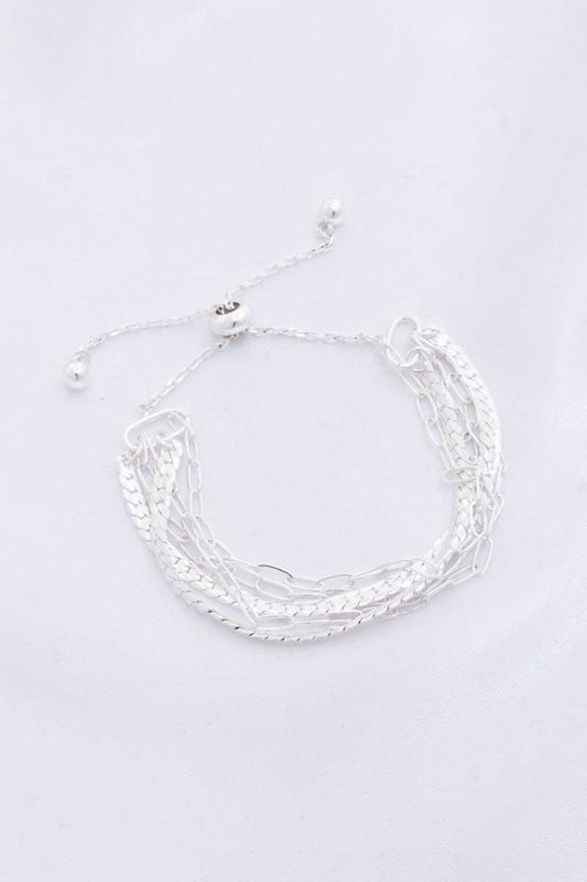 Flat Snake Chain Oval Link Slide Metal Bracelet