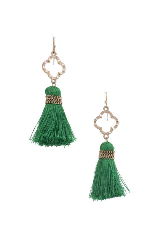 Moroccan Shape Tassel Dangle Earring